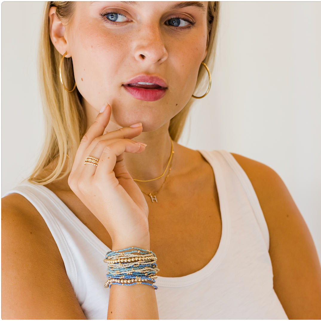 Newport - Blue Gray + Gold Waterproof Bracelet