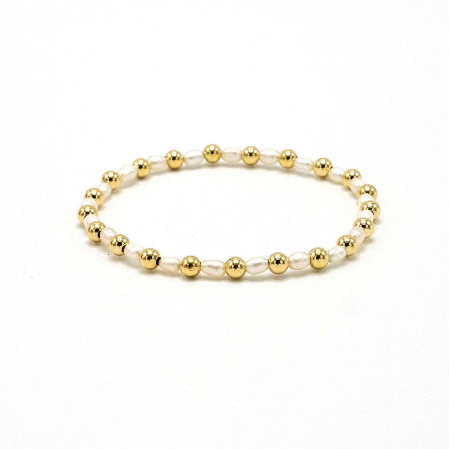 4mm Montauk 14k Gold and Pearl Waterproof Bracelet: 6.5