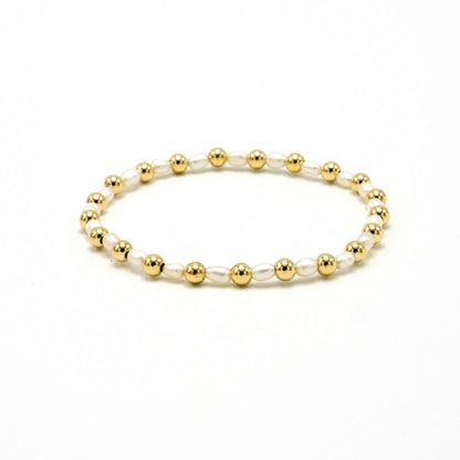 4mm Montauk 14k Gold and Pearl Waterproof Bracelet: 6.5