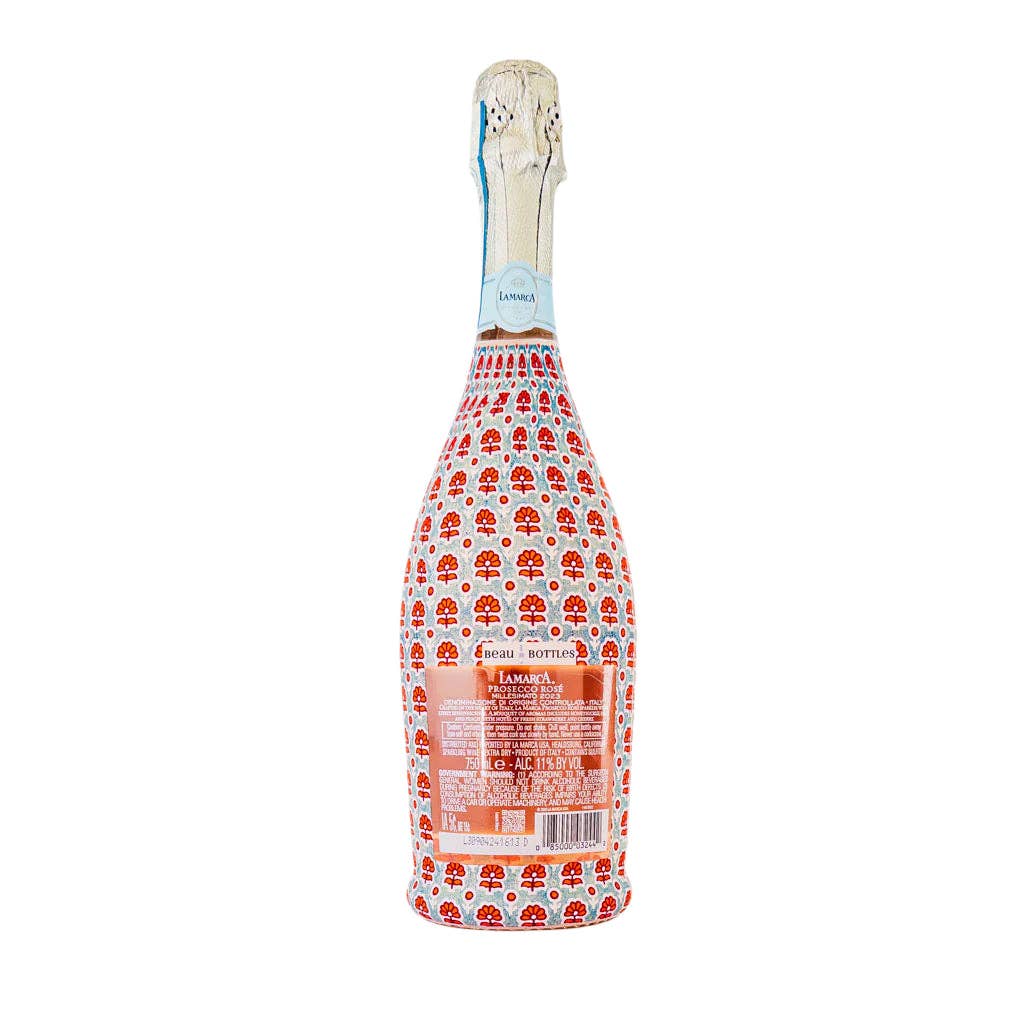 Prosecco Bottle Wrap - Blue Flower Blockprint