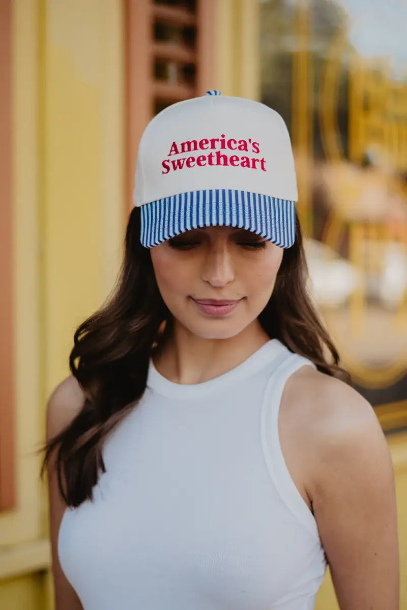 America's Sweetheart Hat - Blue Stripe