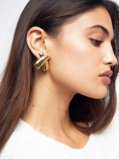 Tiphanie 18K Gold Non-Tarnish X Earring
