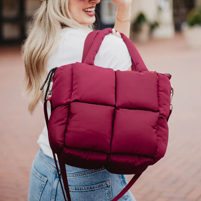 Mini Puffer Tote - Wine