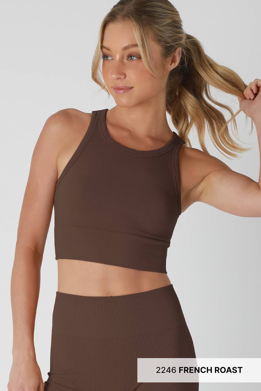 Chevron Highneck Crop Top: Marina