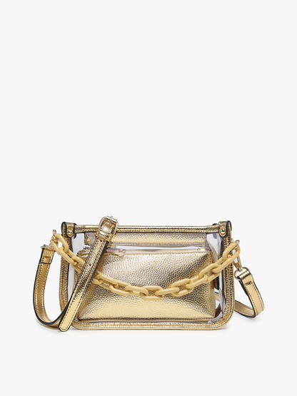 Clear Crossbody w/ Chain: Glitter Black