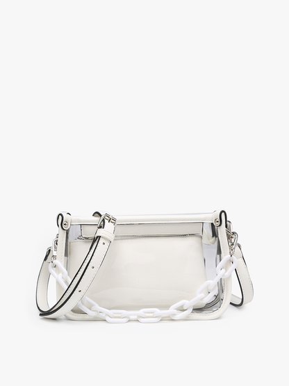 Clear Crossbody w/ Chain: Glitter Black