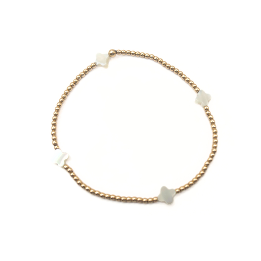 The Lucky Clover Bracelet in White Mother of Pearl: 6.5 inches