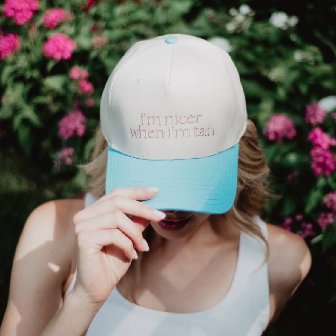 I'm Nicer When I'm Tan Hat - Pink Stripe