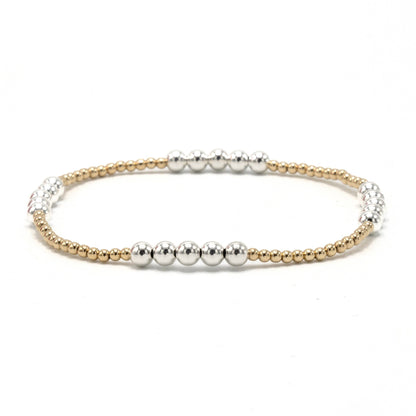 The Hamptons Alloy 2*4 14k Gold-Filled with Sterling Beaded Bracelet: 6.5"