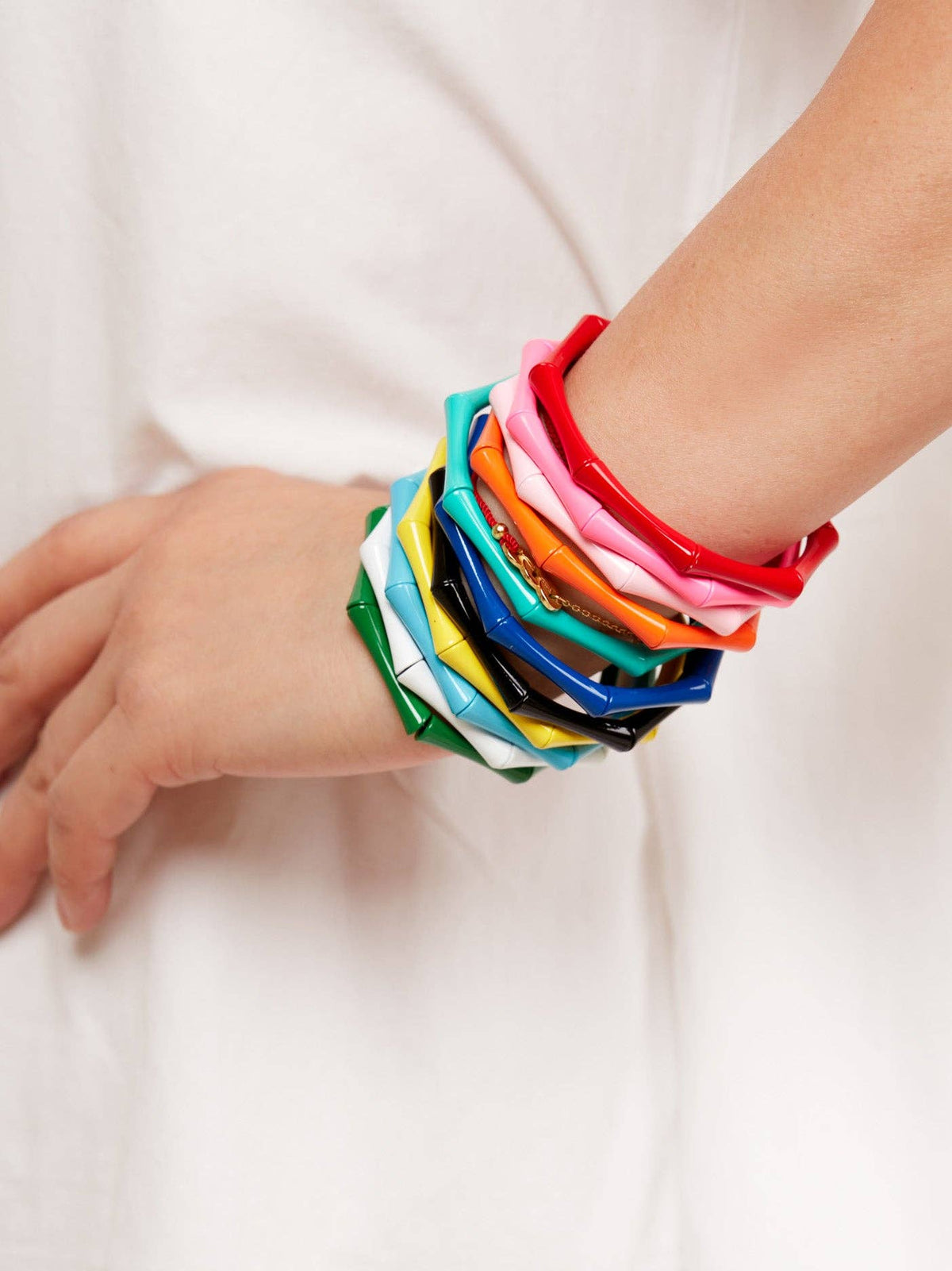 Enamel Bamboo Bracelet - Teal