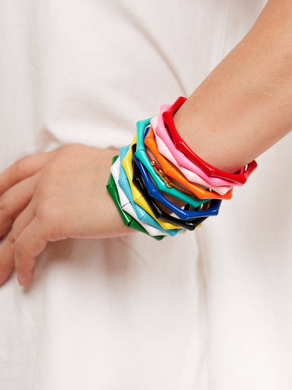 Enamel Bamboo Bracelet - Emerald
