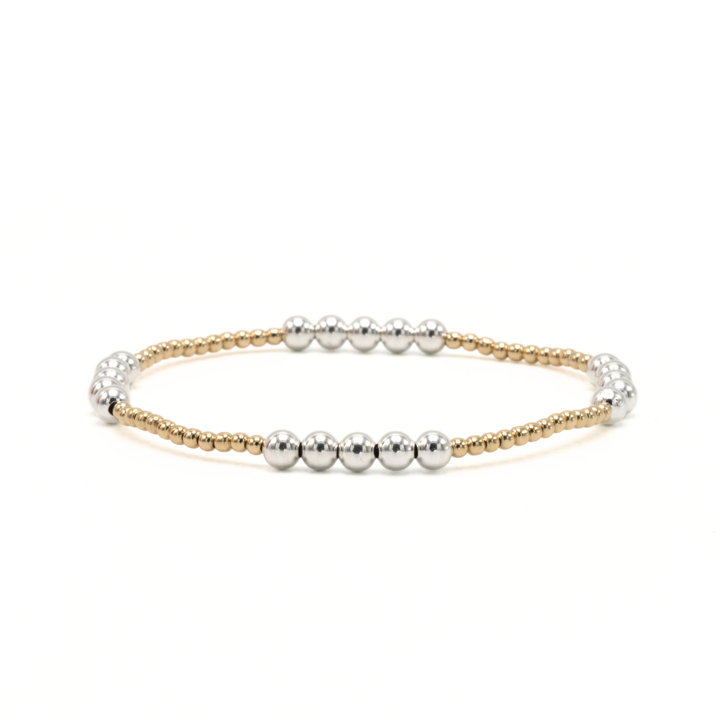 The Hamptons Alloy 2*4 14k Gold-Filled with Sterling Beaded Bracelet: 6.5"
