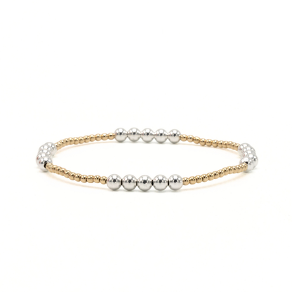 The Hamptons Alloy 2*4 14k Gold-Filled with Sterling Beaded Bracelet: 6.5"