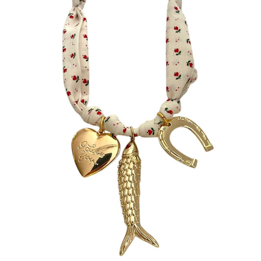 Lucky Fish Fabric Necklace