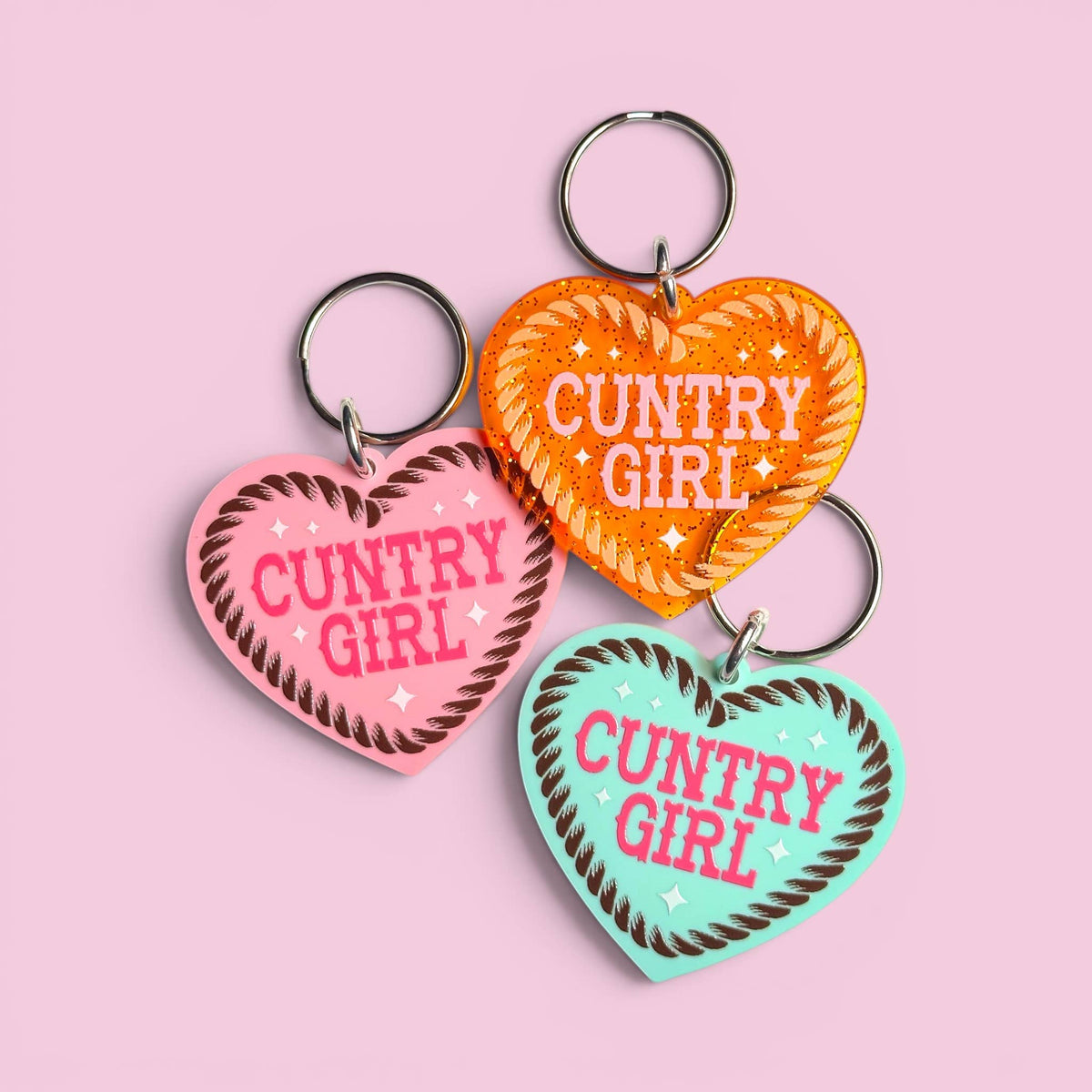 Cuntry Girl - Pink Keychain