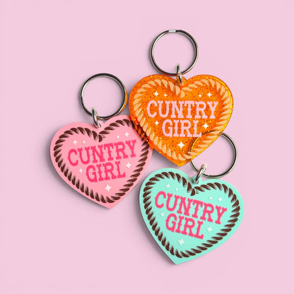 Cuntry Girl - Pink Keychain