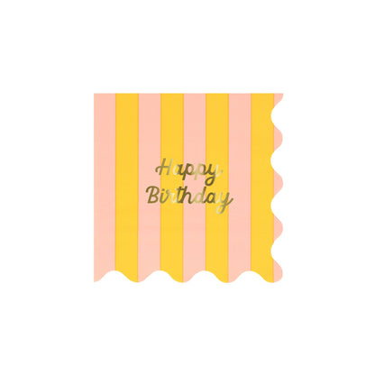 Stripe Happy Birthday Small Napkins
