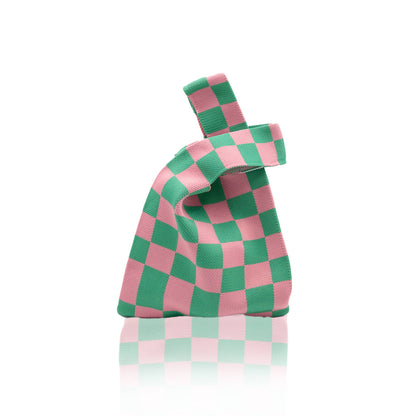 Dainty Tote- Checkers Pink Green
