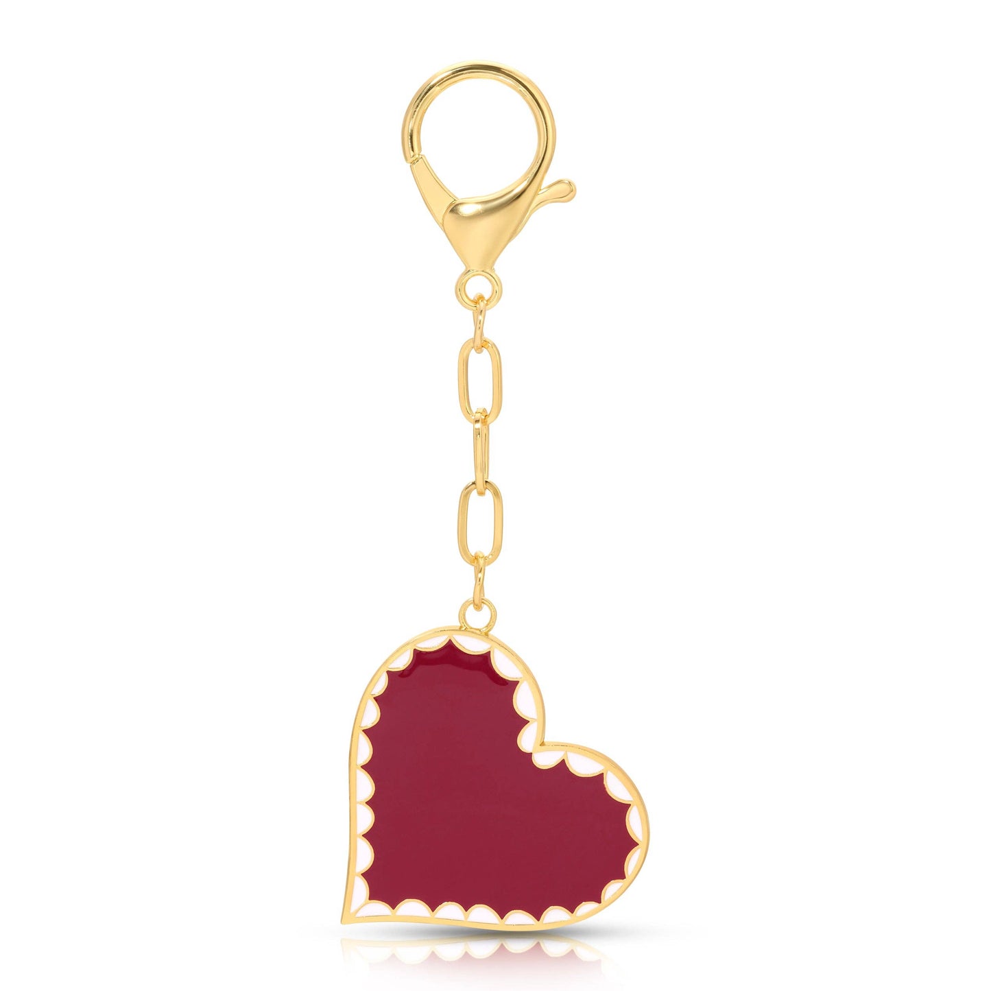 Enamel Bag Charm - Scalloped Heart