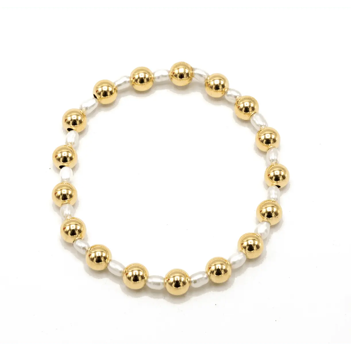 6mm Montauk 14k Gold and Pearl Waterproof Bracelet: 6.5
