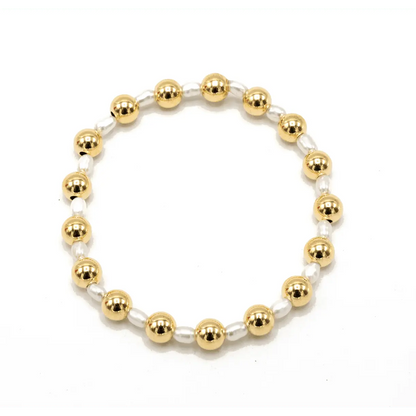 6mm Montauk 14k Gold and Pearl Waterproof Bracelet: 6.5