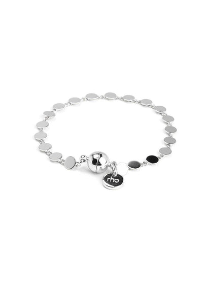Dot Disc Chain Magnet Bracelet: Silver