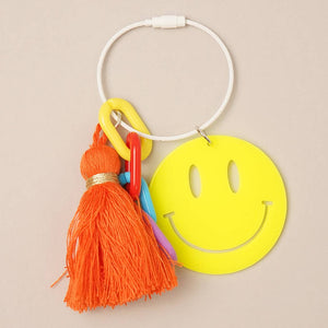 Smiley Face Charm w Tassel Keychain Bag Charms
