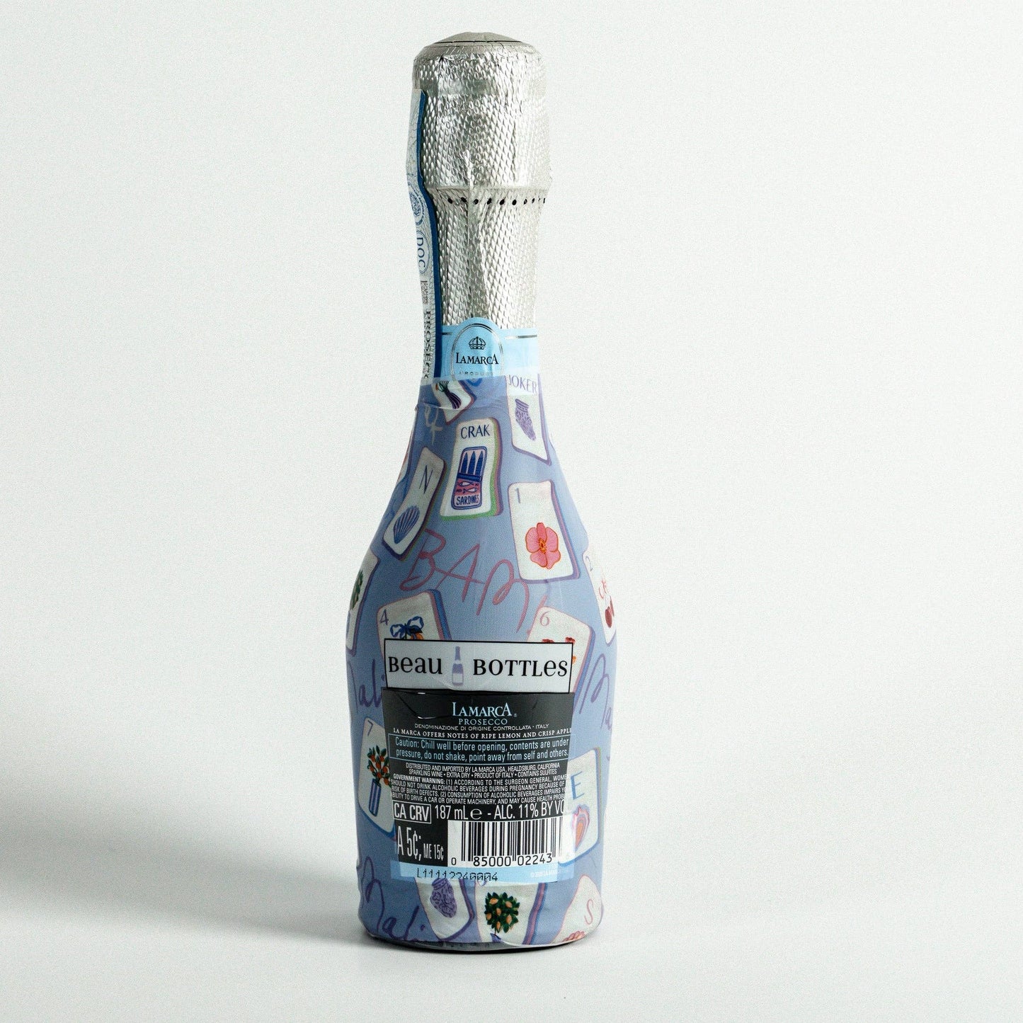 Mini Prosecco Bottle Wrap - Blue Mahjong