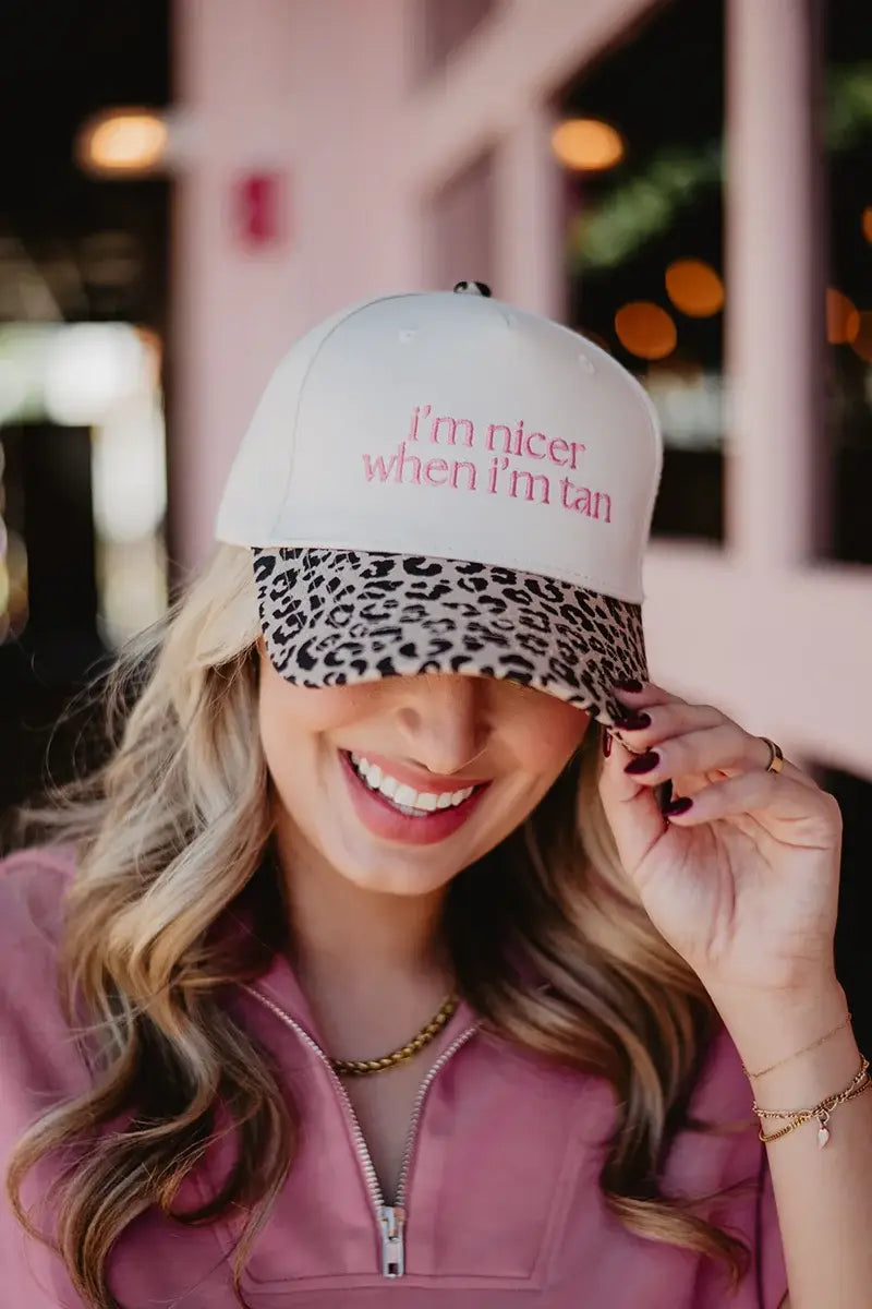 I'm Nicer When I'm Tan Hat - Pink Stripe