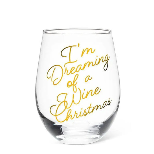 Dreaming of A Wine Christmas Wine Glass