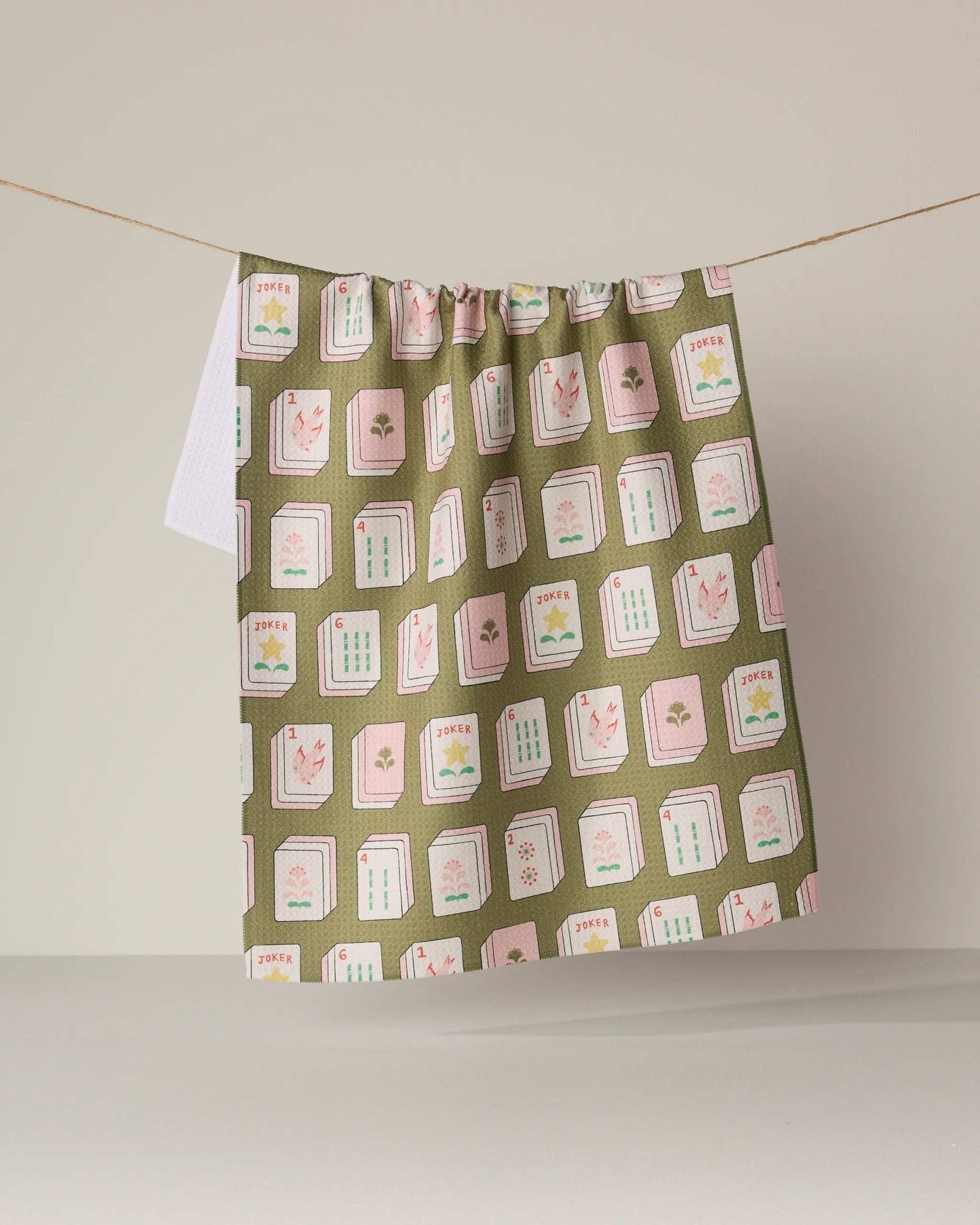 Flower Tiles Tea Towel - Mahjong: Green
