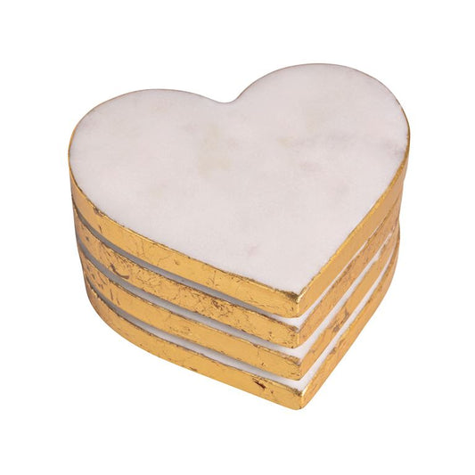 Marble Heart Coasters - White