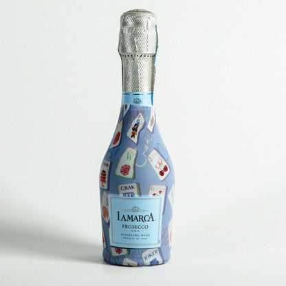 Mini Prosecco Bottle Wrap - Blue Mahjong