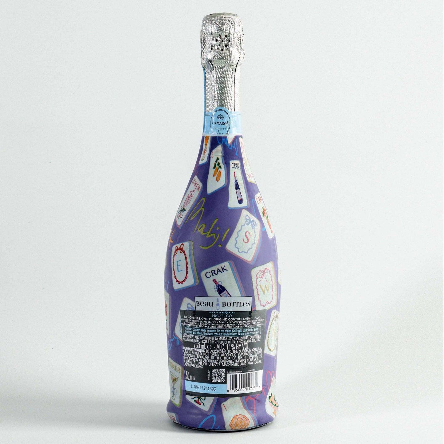 Prosecco Bottle Wrap - Purple Mahjong