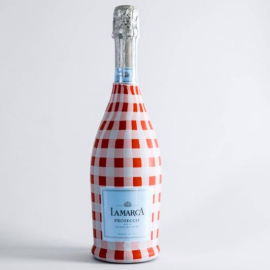 Prosecco Bottle Wrap - Red/White Gingham
