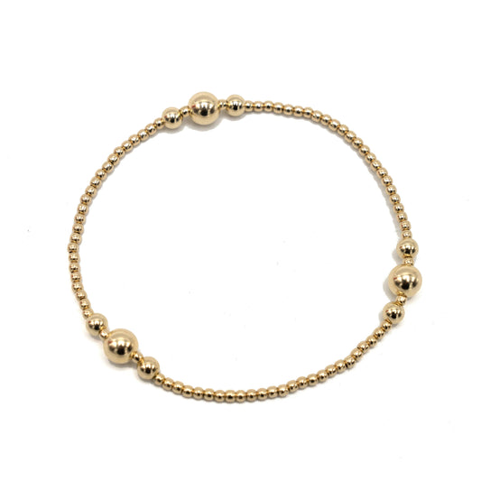 The Nantucket Collection 2*6 14k Gold- Filled Beaded Bracelet: 6.5"