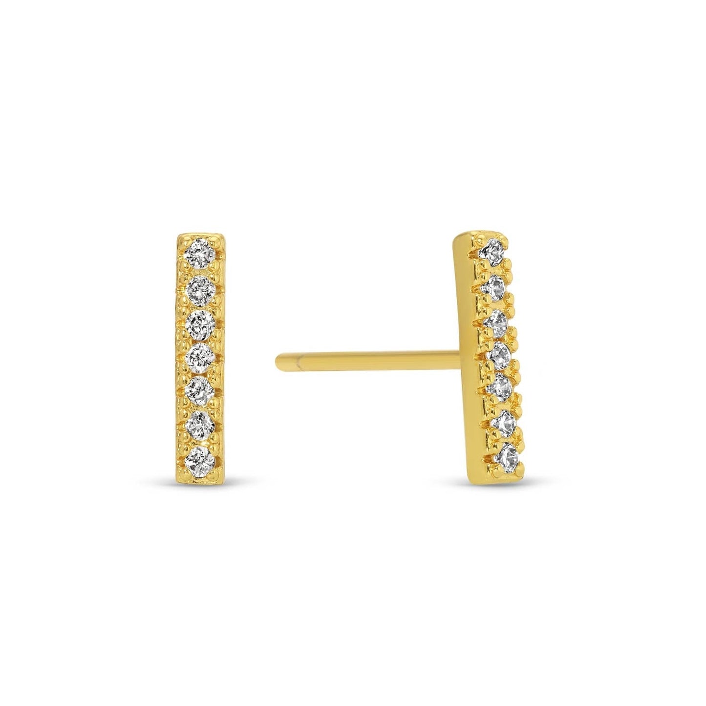 Pave Bar Studs: Gold