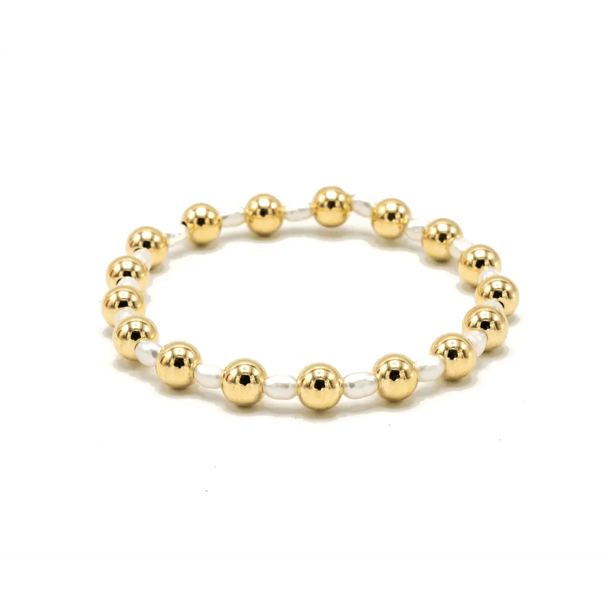 6mm Montauk 14k Gold and Pearl Waterproof Bracelet: 6.5