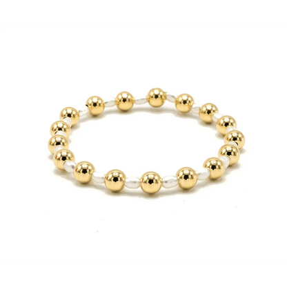 6mm Montauk 14k Gold and Pearl Waterproof Bracelet: 6.5