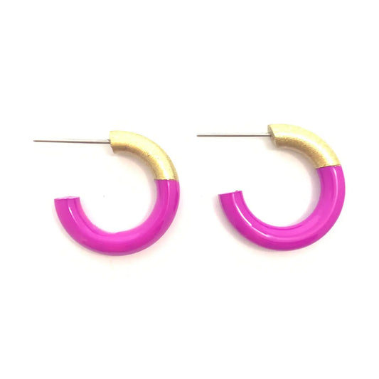 Liz Small Hoops - Hot Pink
