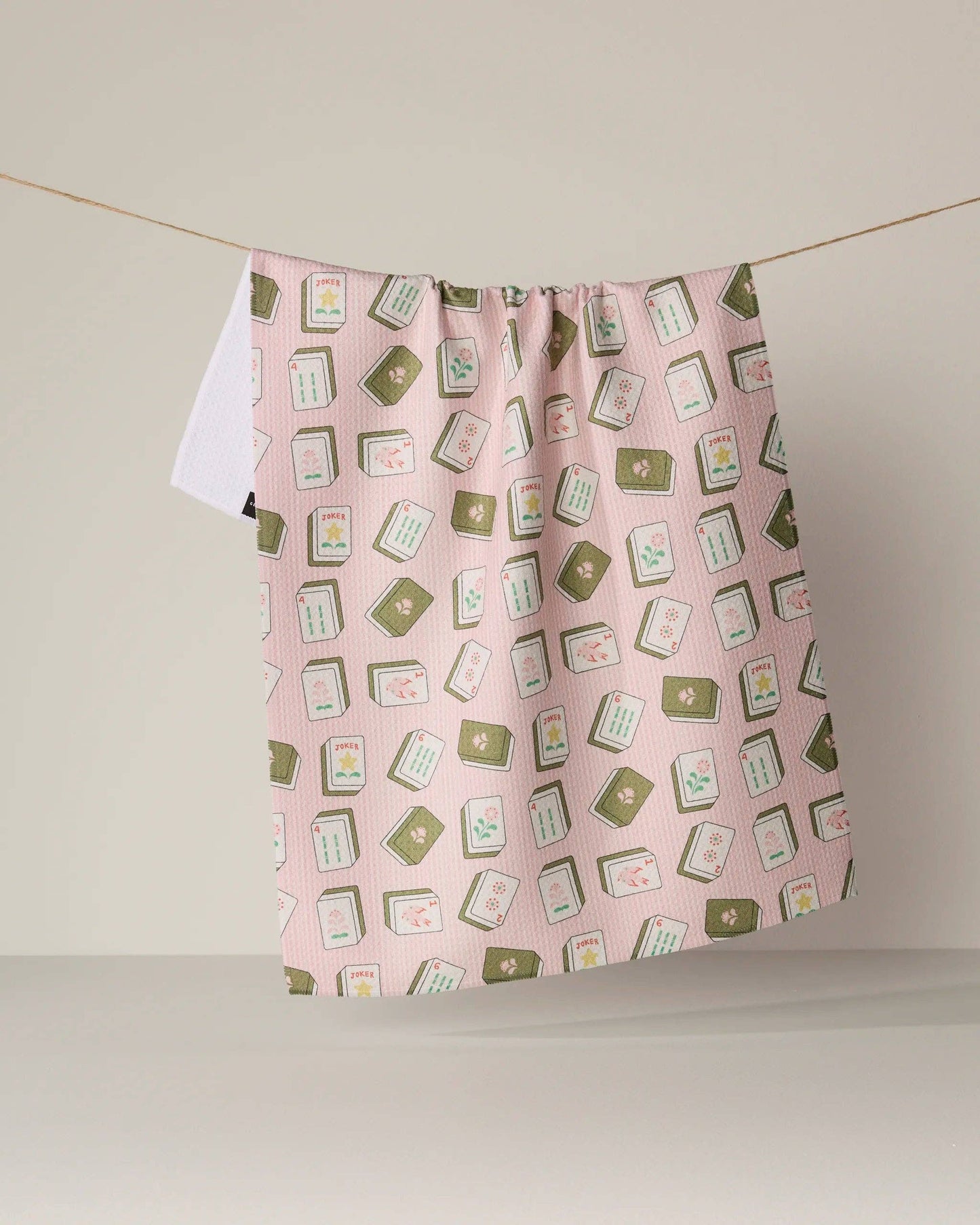 Flower Tiles Tea Towel - Mahjong: Green
