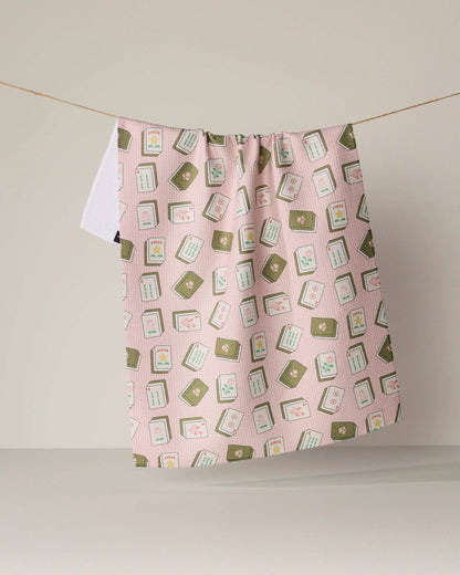Flower Tiles Tea Towel - Mahjong: Green
