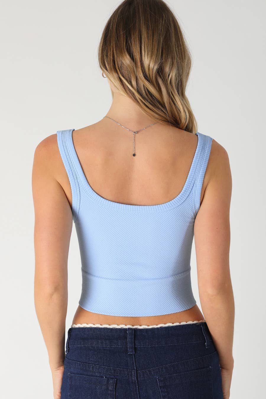 Chevron Ribbed Crop Top: Aloha Fuchsia