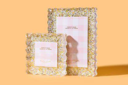 Medium Frame - Pearl + Gold Confetti