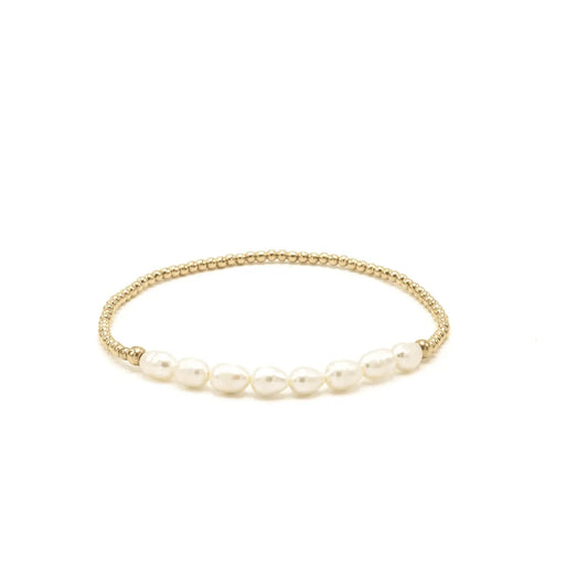 Petite Row Rice Pearl Bracelet with 14k Gold-Filled Beads