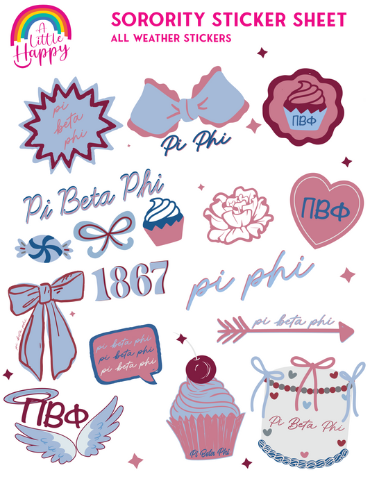 Sorority Sticker Sheet - Pi Phi