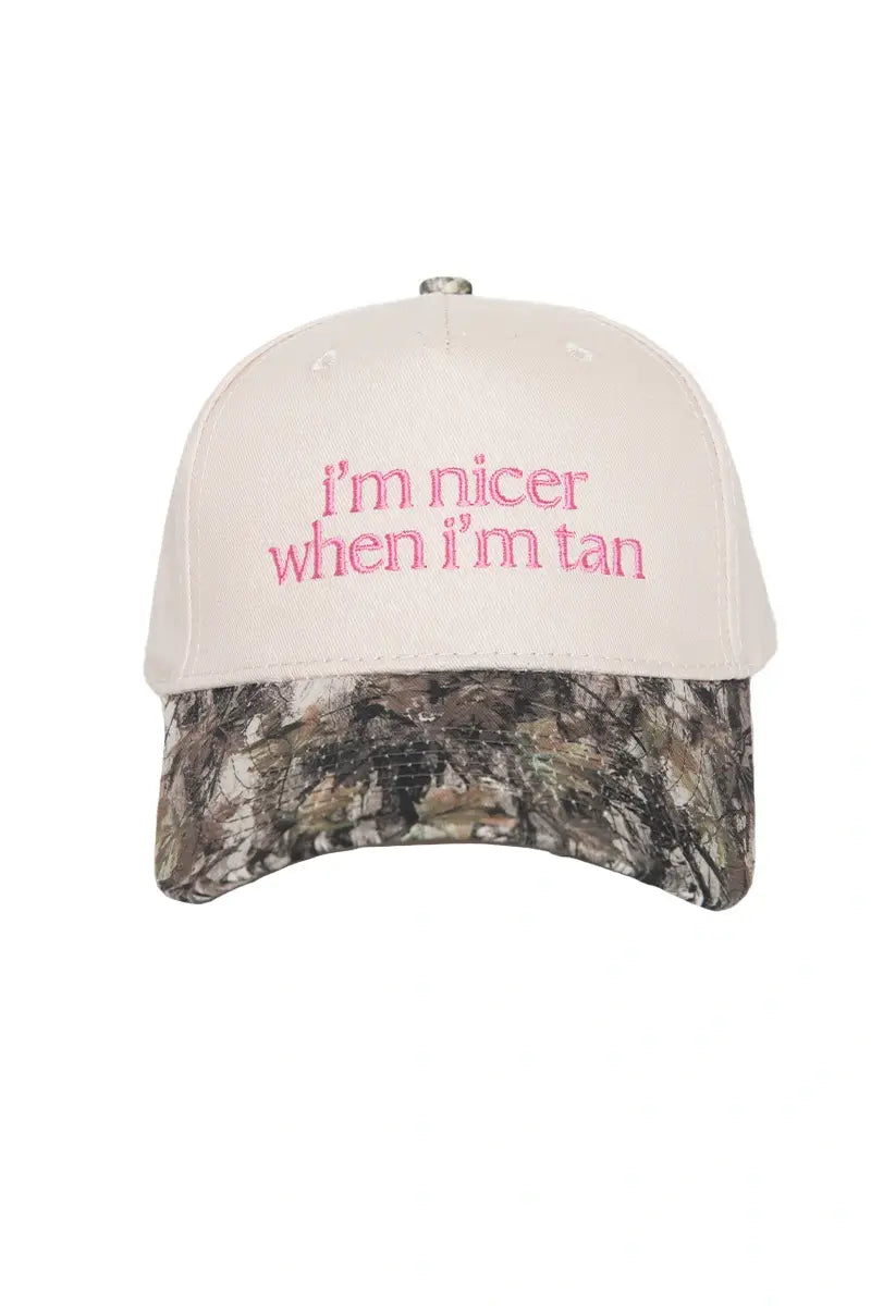 I'm Nicer When I'm Tan Hat - Pink Stripe
