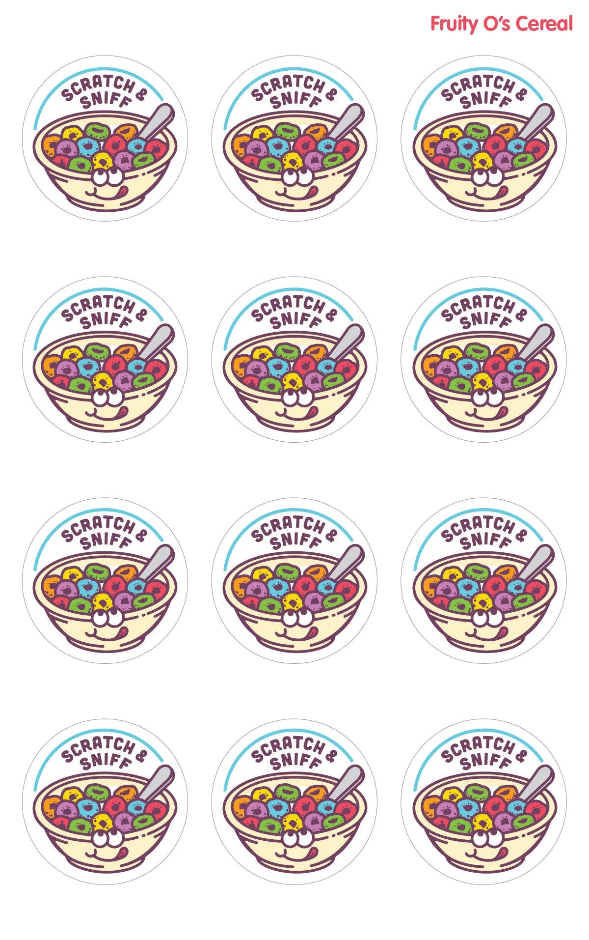 Fruity O's Cereal Scratch & Sniff Sticker