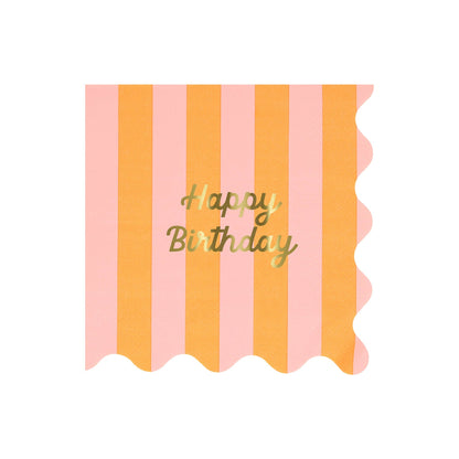 Stripe Happy Birthday Large Napkins