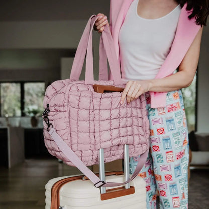 Quilted Weekender Duffel - Mauve